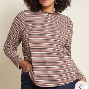 Admired Archivist Top in Neutral Stripes